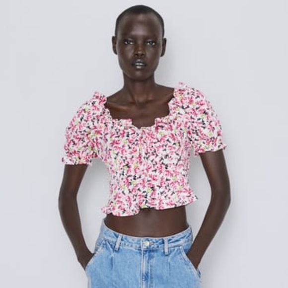 Zara floral print crop top S - Picture 1 of 16